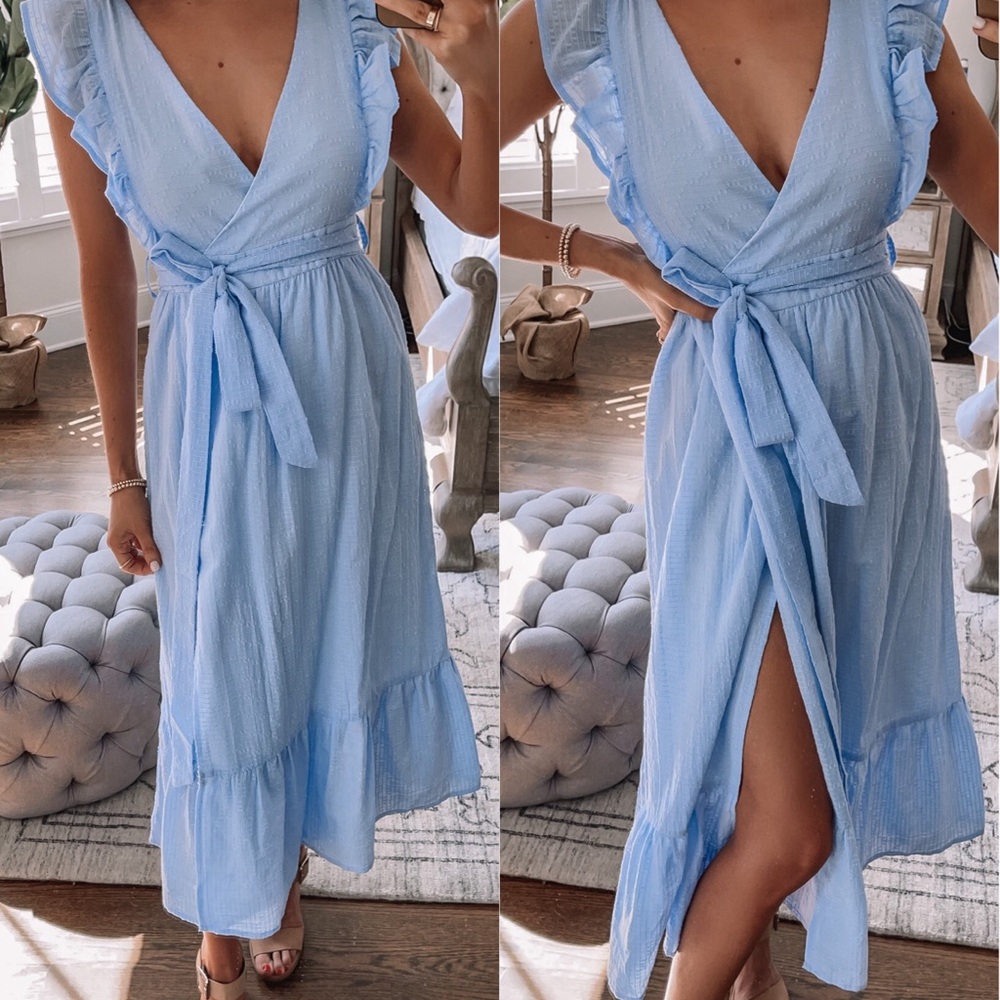 Pink Lily Light Blue Midi Dress